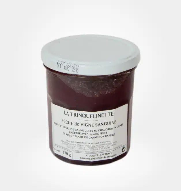 Confiture de pêche de vigne sanguine La Trinquelinette