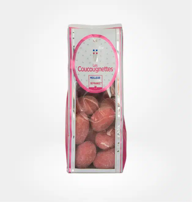 Les coucougnettes de Francis miot, bonbon artisanal à base d'amandes grillées, chocolat noir et pâte d'amande à la framboise