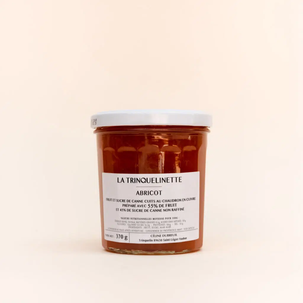Pot de confiture artisanale d'abricot de La Trinquelinette