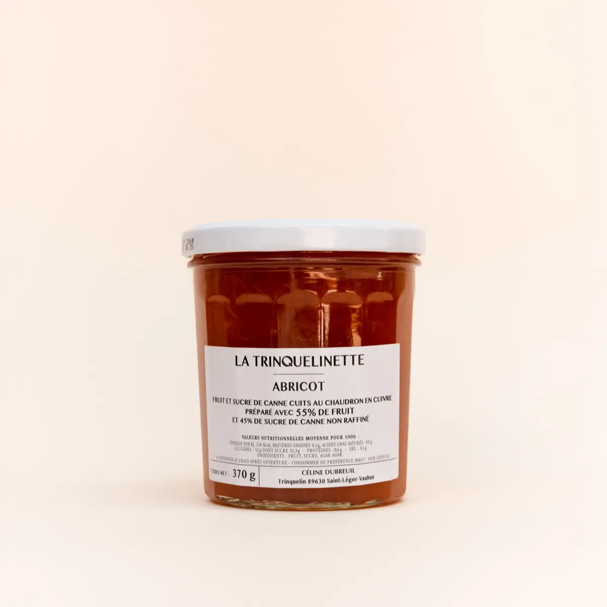 Pot de confiture artisanale d'abricot de La Trinquelinette