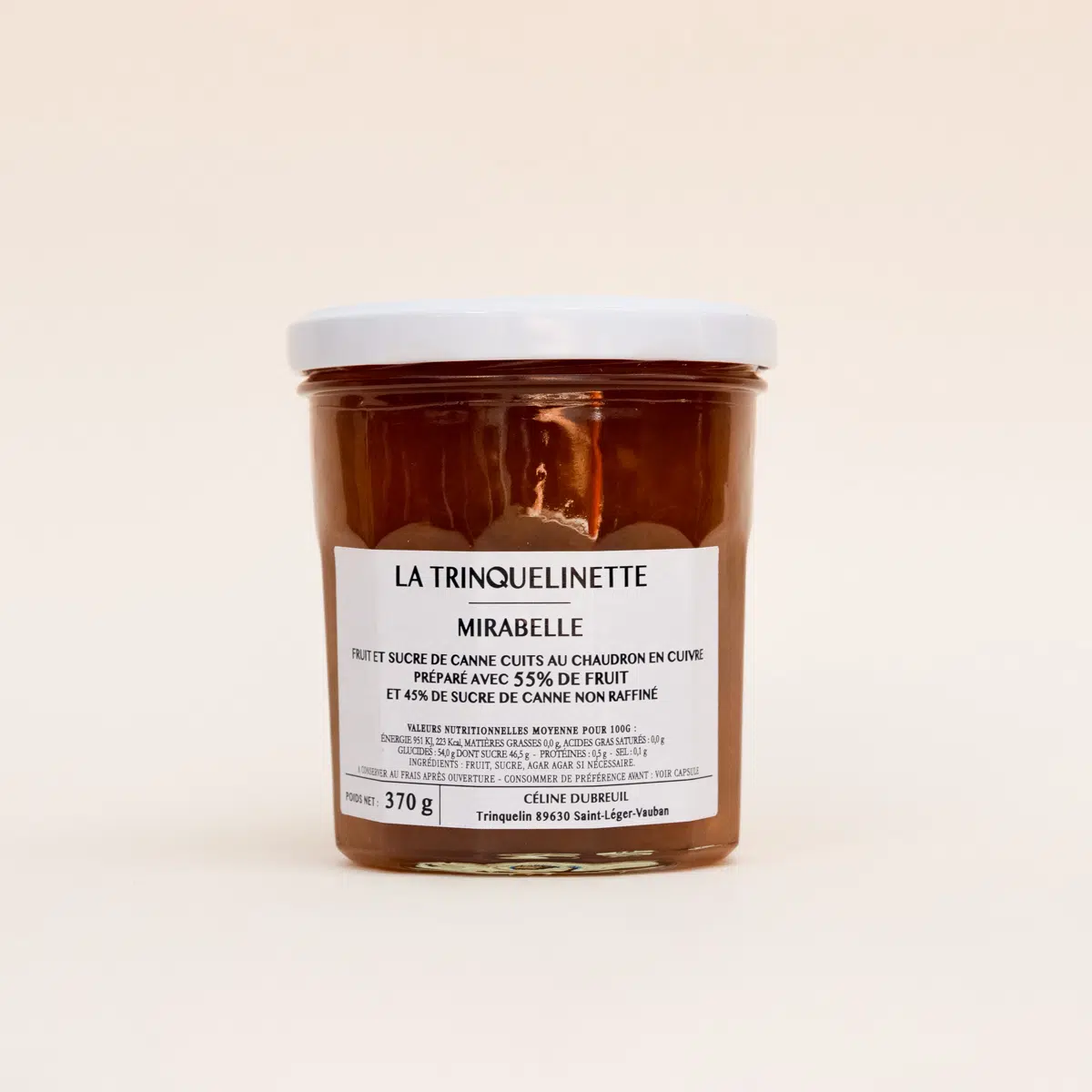 Pot de confiture artisanale de Mirabelle de La Trinquelinette