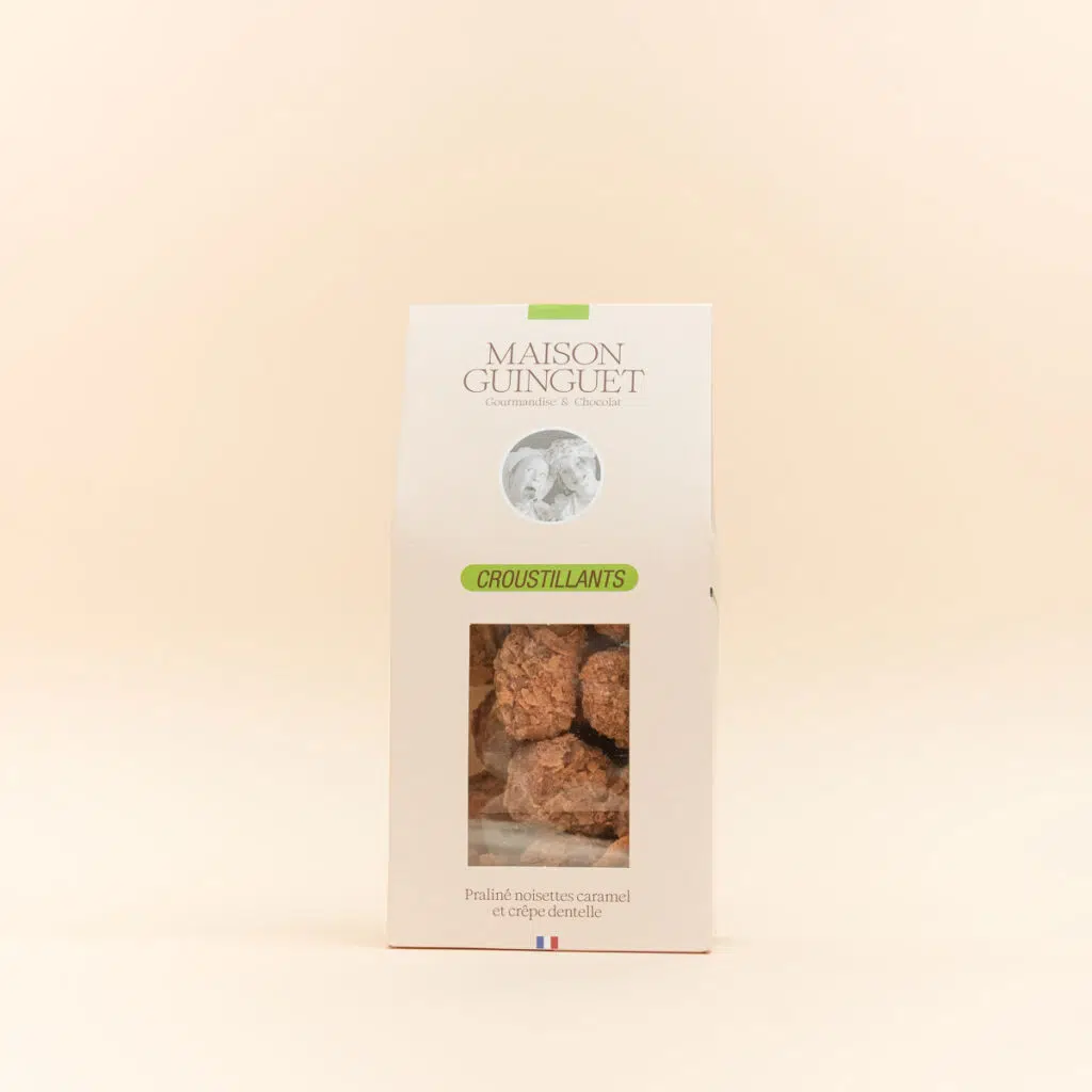 Sachet de croustillants en chocolats fabriqués par la Maison Guinguet